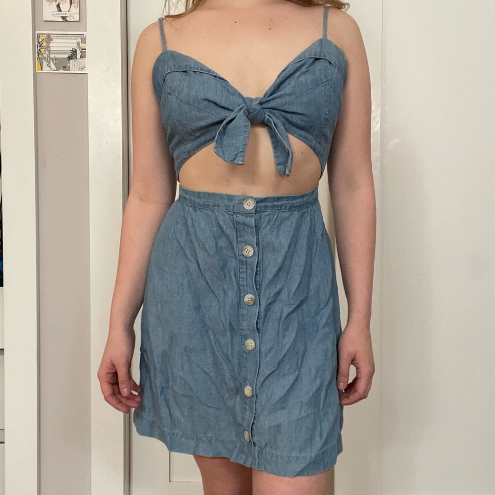 Reformation Faux-Denim Sundress